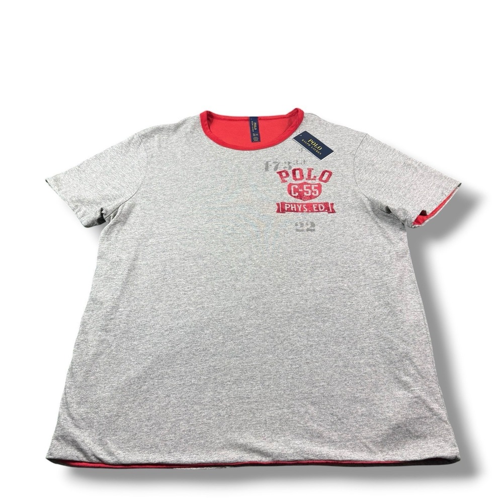 NWT Polo Ralph Lauren Custom Slim Reversible Graphic T-Shirt Gray/Red Mens Sz XL - Picture 2 of 11